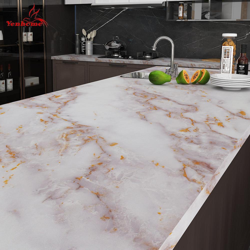 Waterproof Marble Self Adhesive Wallpaper Vinyl Film Wall Stickers Bathroom Kitchen Cupboard Room Decoration Sticky Paper Decal