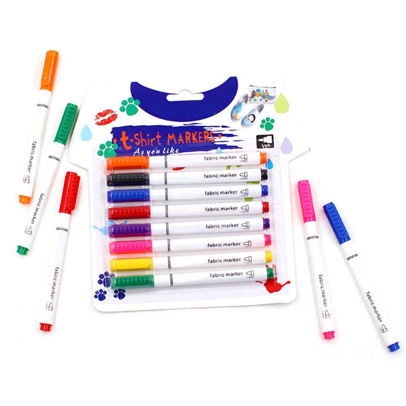 8pcs New Clothes Textile Markers Fabric Paint Pens DIY Crafts T-shirt Pigment Painting Pen Writing Liner Marker Pen Supplies