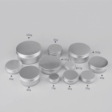 20Pcs/lot Empty Metal Aluminum Round Tin Cans Box 5g-200g Silver Cosmetic Cream Jar Pot Case storage spices herbs containers