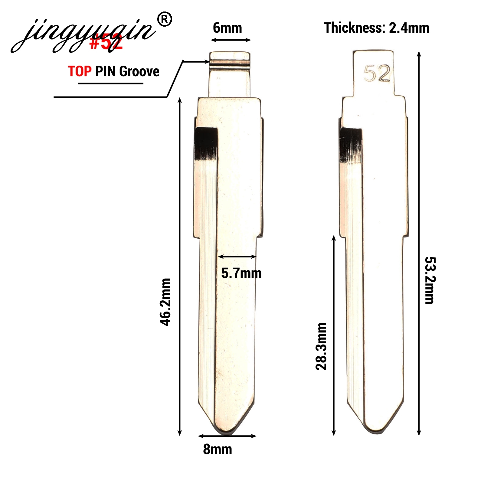 jingyuqin #52 07# Folding Flip Uncut Key Blade Blank for Suzuki Swift Isuzu No.52 Replacement