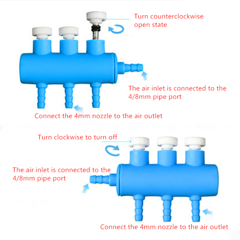Air Flow Distributor Control Useful Outlet 2 3 4 5 6 Way Aquarium Oxygen Tube Splitter Lever Fish Tank Air Pump Accessories