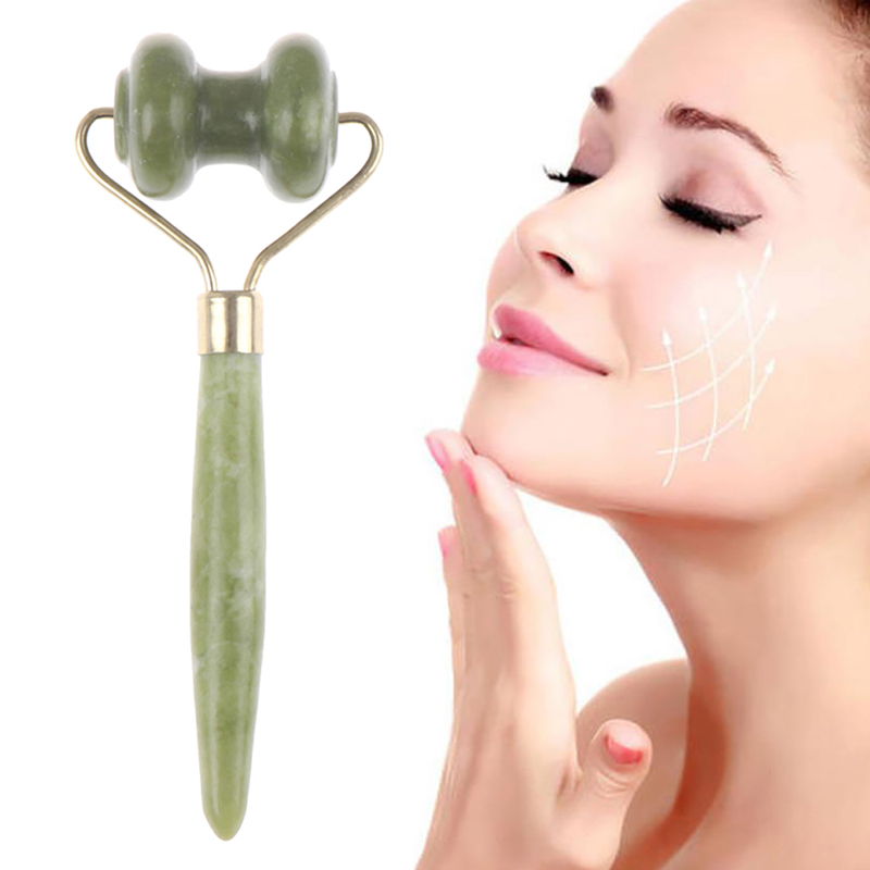 1PCS Green Natural Jade Roller Face Lift Tools Slimming Facial Massage Roller Face Massager Stone Skin Care Jade Roller