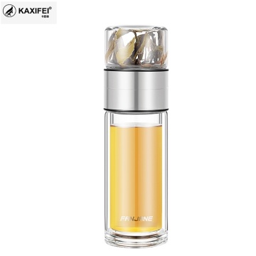 New KAXIFEI Glass Water Bottles Portable Double Wall 350/400/450ml Glass Cup Tea Infuser Climbing Camp Tour My Drink Bottlele