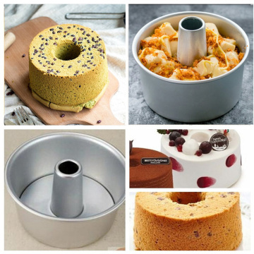 6/8 Inch Aluminum Alloy Round Hollow Non-Stick Chiffon Cake Mold Angel Food Cake Pan Baking Mould with Removable Bottom