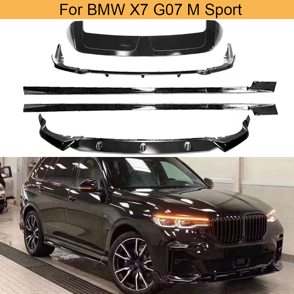 Glossy Black Bodykits Front Bumper Lip Rear Diffuser Splitters Roof Spoiler For BMW X7 G07 M Sport 2019 2020 Car Body Kits