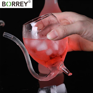BORREY Creative Red Wine Glass Cup Whiskey Cocktail Glass Cup With Straw Juice Coffee Glass Cup For Cold Drink Home Party Bar