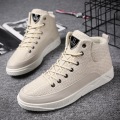 High Top Sneakers Men Hemp Upper Breathable Black White Shoes Fashion Brand Footwear Men's Casual Shoes