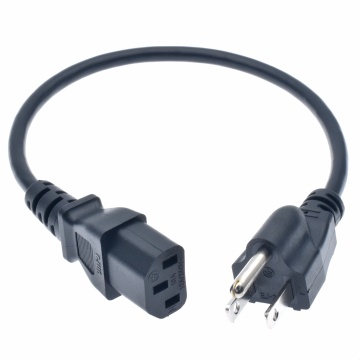 1ft. Short 3-Conductor PC Power Cord 18AWG NEMA 5-15p to IEC C13 Cable