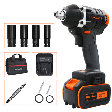 GOXAWEE 20V Brushless Cordless Electric Wrench Impact Driver Socket Wrench 4000mAh Battery Hand Drill Installation Power Tools