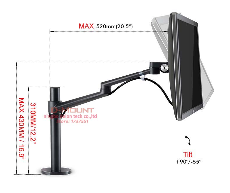 2018 new OL-2 Aluminum Height Adjust 17-32" Dual Screen Monitor Holder Arm Full Motion Monitor Bracket Desktop Stand TV Mount