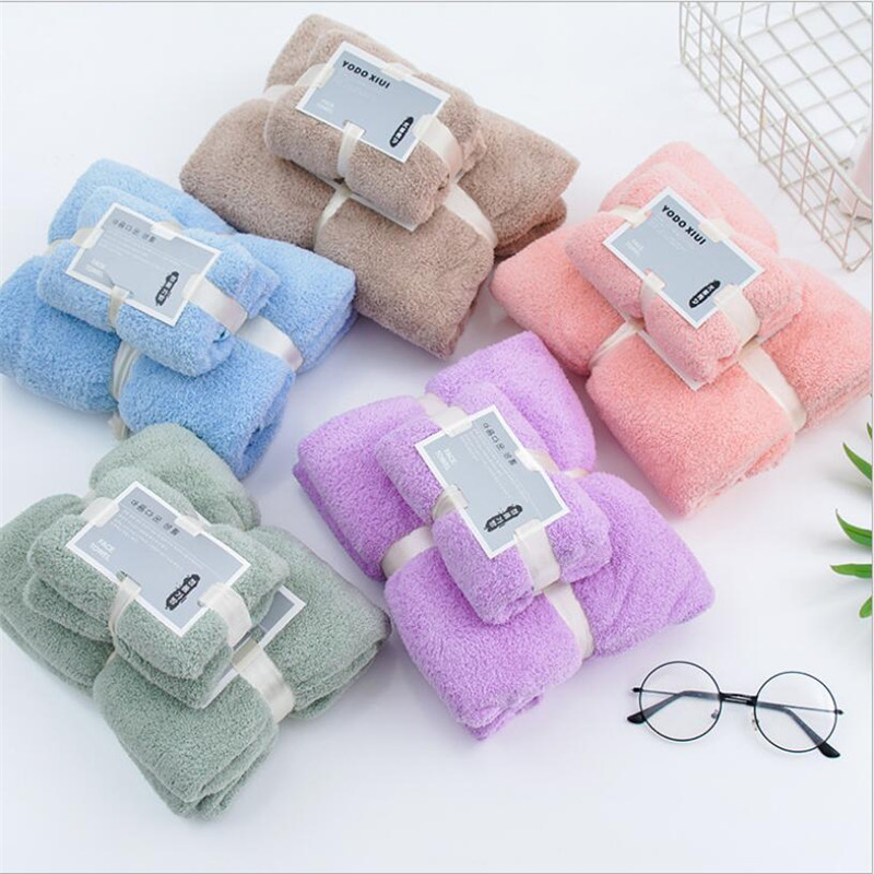 24 Colors Coral Fleece Absorbent Hair Swimming Face Hand Bath Towel Sets Microfibre Towels Bathroom Towels Microfiber Towel Set