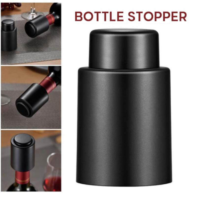 Vacuum Wine Bottle Stopper Multifunctional Black Vacuum Sealed Wine Cork Champagne Stopper Silicone Wine Stopper With Time Scale