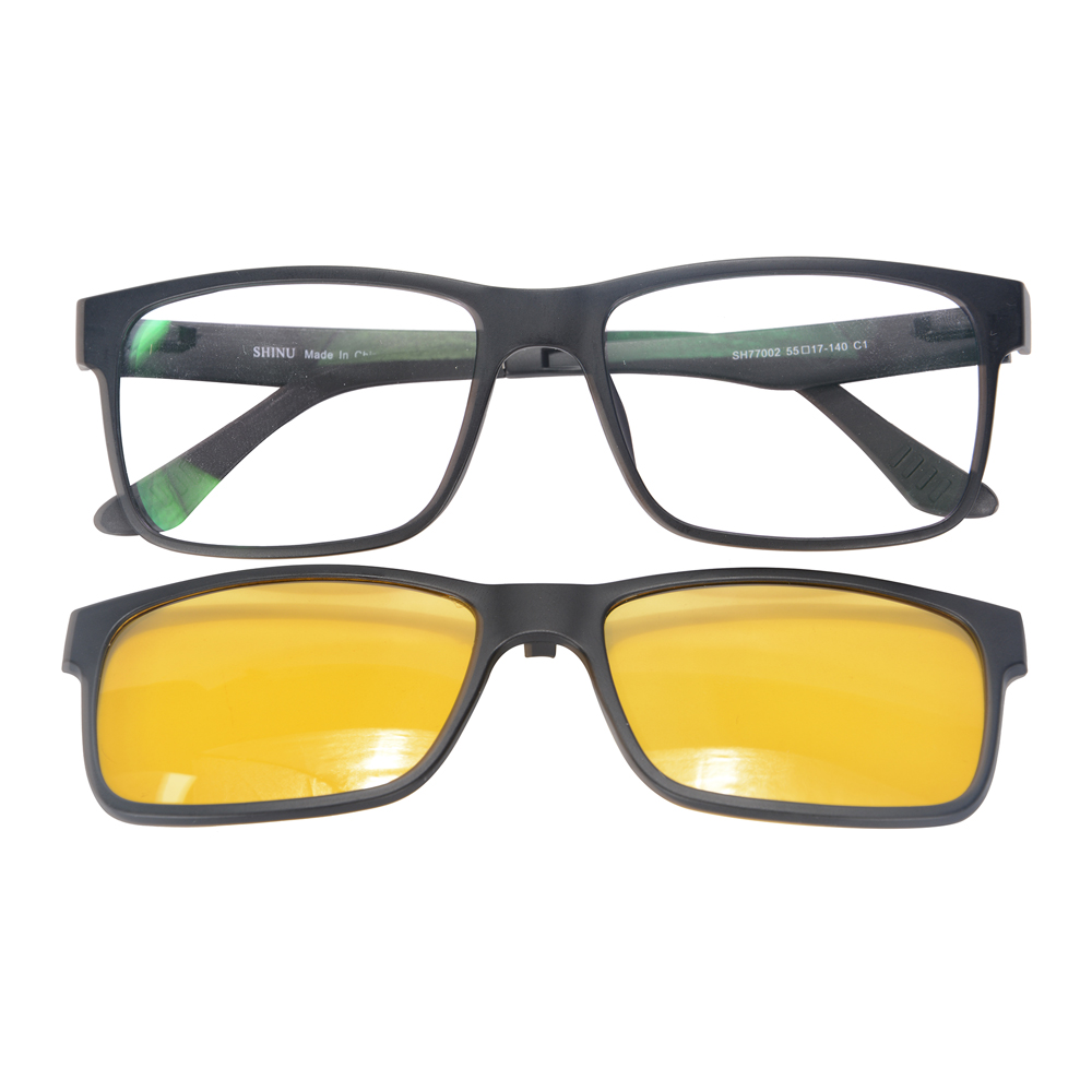 SHINU Magnetic Polarized Clip on Sunglasses with Optical Frame Prescription Myopia Len Night Vision Glasses Driving Dual Purpose