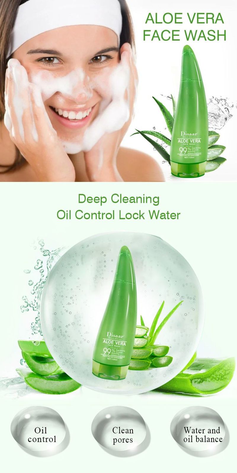 Facial Cleanser Aloe Extract Facial Cleanser Nourishing Cleanser Black Head Remove Oil-control Deep Cleansing Foam Shrink Pores