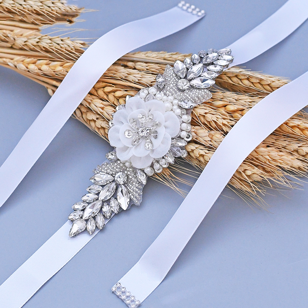 TOPQUEEN S480 organza flower and rhinestone wedding belt Retro beautiful wedding accessories