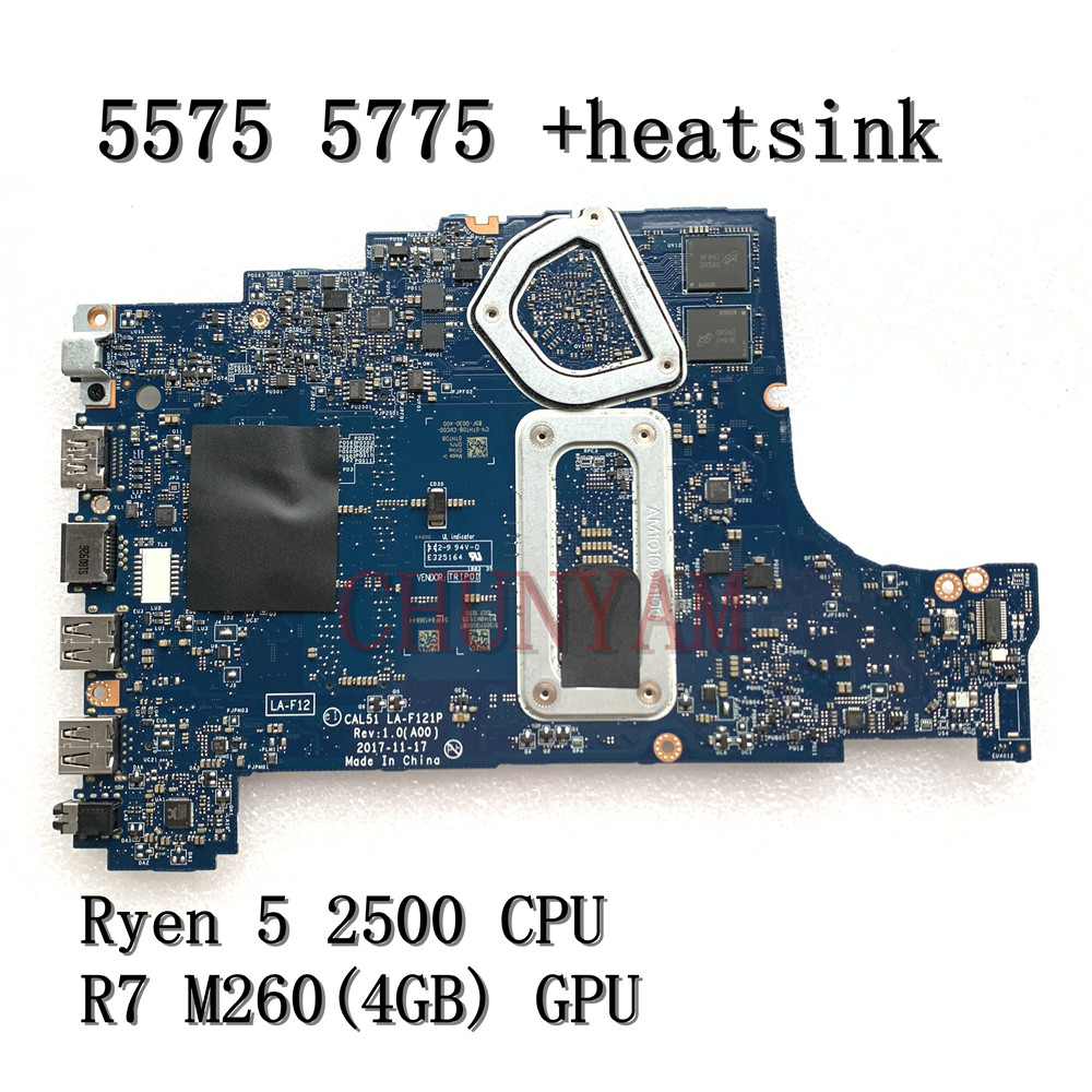 R5 2500 CPU FOR DELL INSPIRON 5575 5775 Laptop Motherboard CAL51 LA-F121P R7 M260(4GB)GPU +Heatsink CN-0THTD8 THTD8 Mainboard