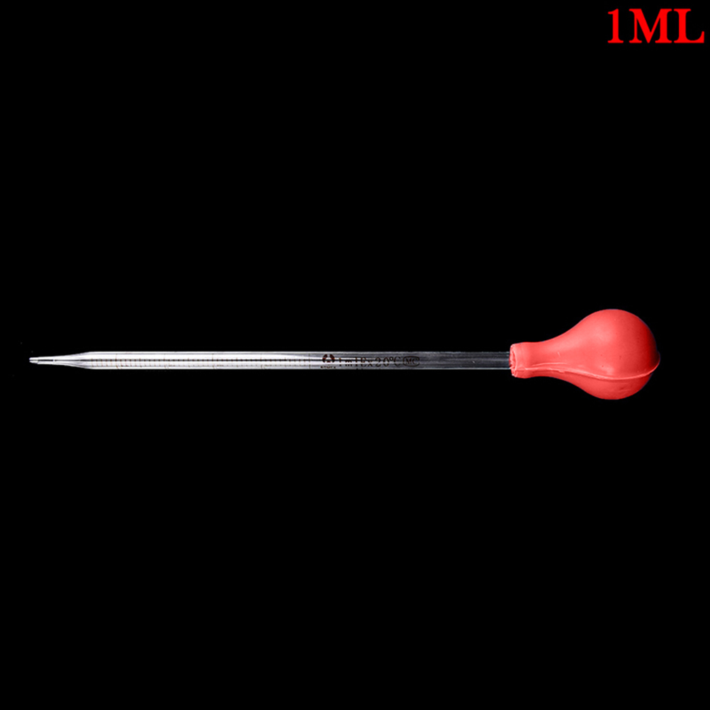 Hot New 1ml Fluid Liquid Dropper Scale Line Lab Equipment Transfer Pipettes Aromatherapy Tool Red plastic head Glass Pipettes