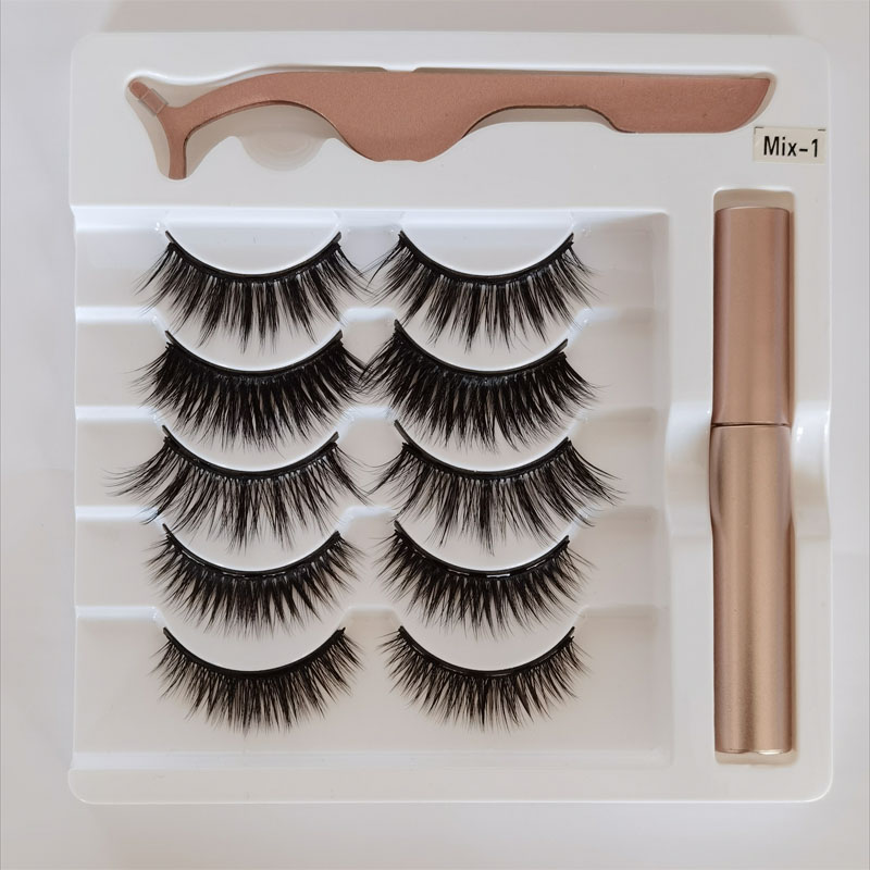 5 Pairs maquillaje False Eyelashes & Tweezer Set magnetic natural long lashes makeup faux cils Eyelash liquid eyeliner