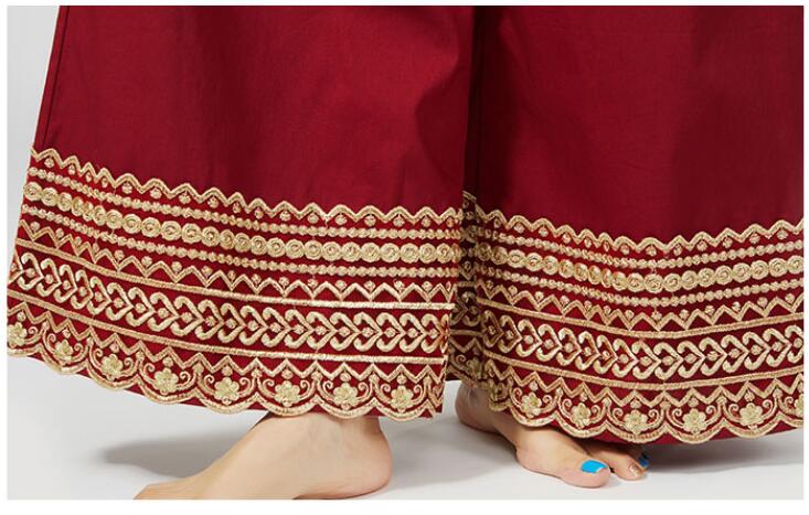 2020 New India Traditional Cotton Bottom For Woman Ethnic Styles Daily Elegent Lady Pants Casual Wide Trouser