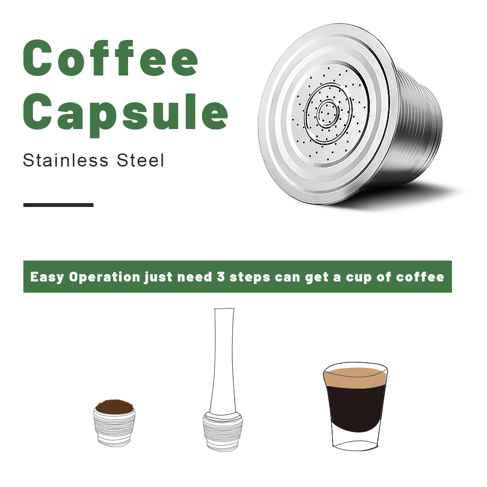 Nespresso Refillable Capsule Stainless Steel Coffee Inox Cafe Permanent Coffee Filter Tamper Coffeeware For Nespresso Machines