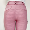 Pink Women Riding Tights Pockets Equestrian Breeches