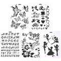 5pcs Glitter Woman Drawing Washing Painting Template Tattoo Stencil,Kids Cute Airbrush Stencils & Templates Drawing Tool 31x21cm