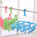 Folding Laundry Holder Rack Plastic Portable Clothes Hanger with Clips Windproof Clothespin Socks Underwear Storage Drying Pegs