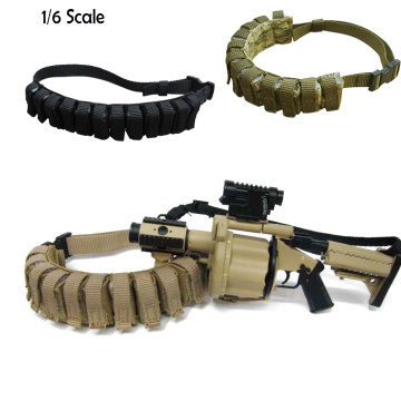 Adjustable Length Cloth 1/6 Scale Bandolier Cartridge Belt 12 Shells Black Great Accessory for 1/6 SCALE 12