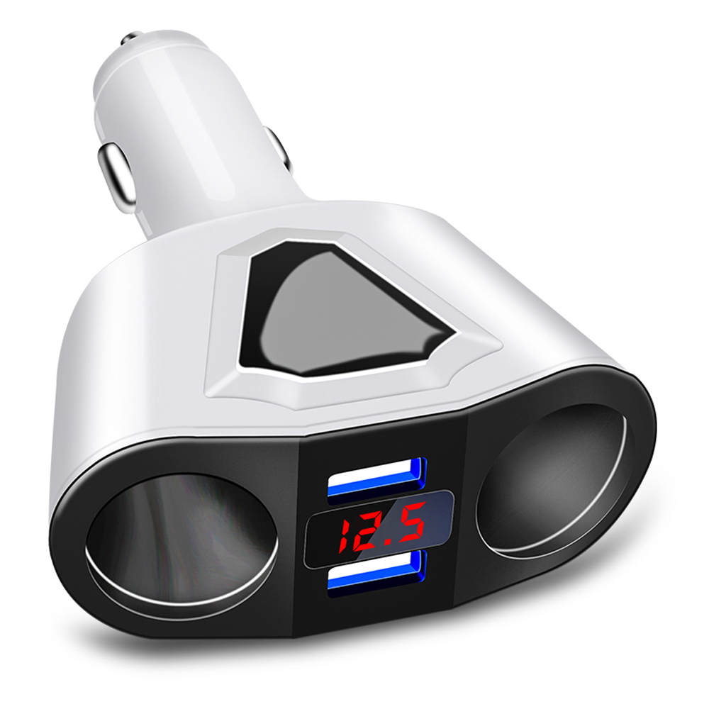 Universal 12V-24V Car Splitter Cigarette Lighter Socket Power Adapter 3.1A Dual USB Car Charger 120W Output with Voltage display