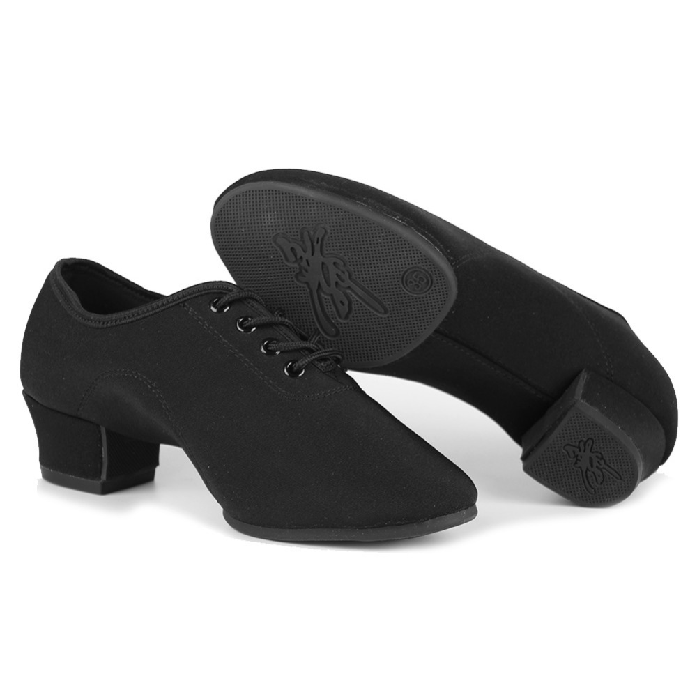 3.5CM Heels Professional Men's Ballroom/Latin Dance Shoes Canvas Parctice Salsa Party Dancing Shoes With Rubber Sole Black