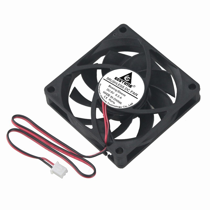 100 PCS Gdstime 2Pin 7cm 70MM Cooler Fan 70 x 70 x 15mm 7015s 5V DC Brushless Axial Industrial Flow Cooling Fan