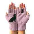 Ladies Woolen Gloves Autumn Winter Outdoor Warm Dog Bones Print Gloves Soft Fingerless Gloves Mittens Knitted Glove Hand Warmer