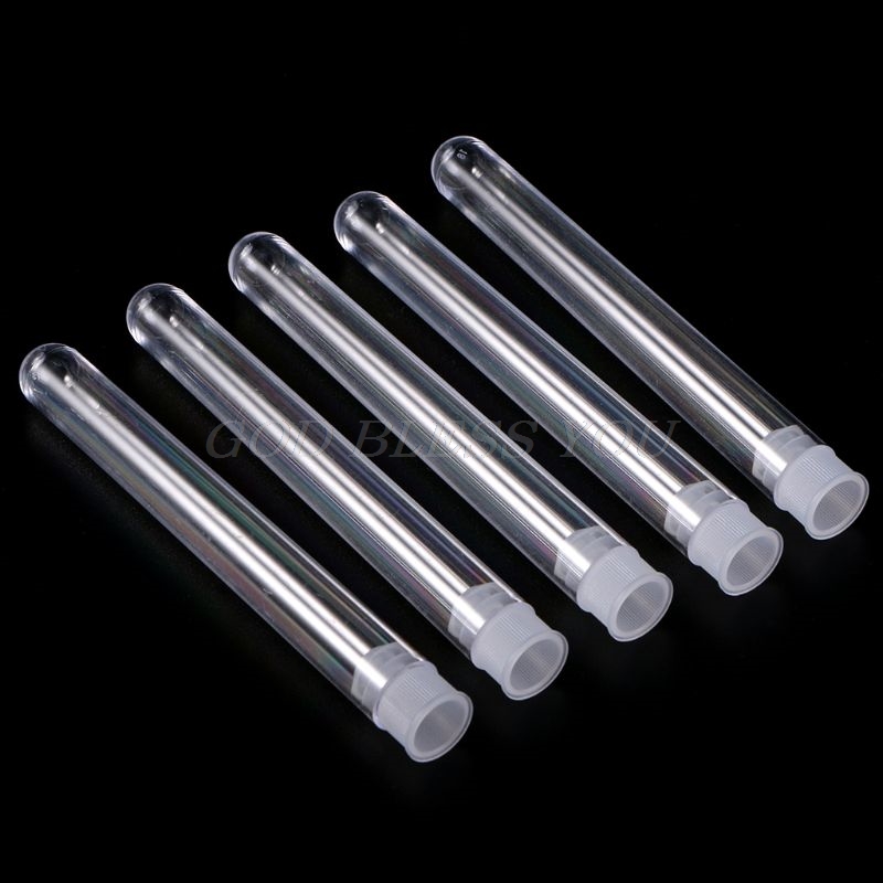 50Pcs/Pack 12x100mm Transparent Laboratory Clear Plastic Test Tubes Vials With Push Caps School Lab Supplies Drop Shipping