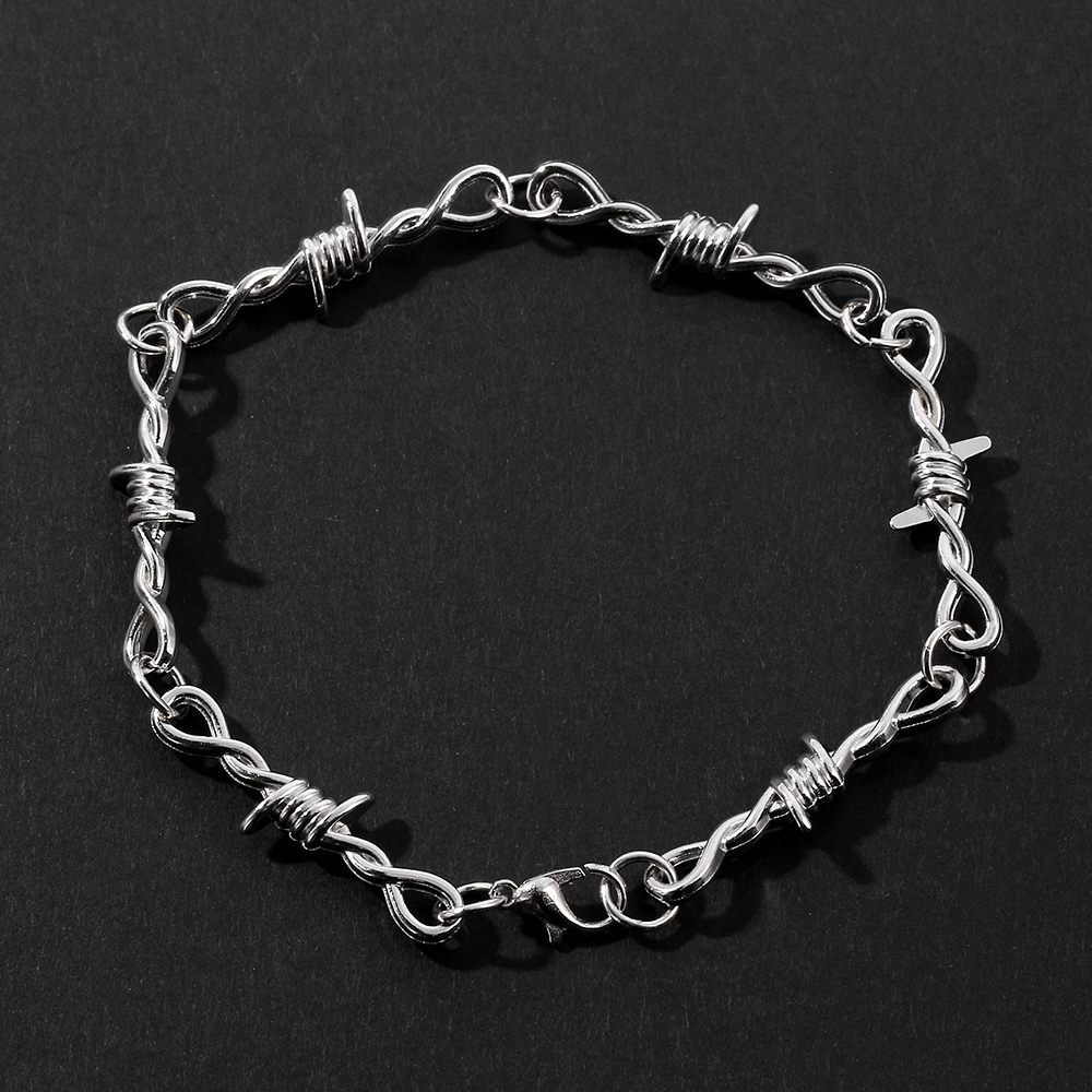 6 Knots Wire Brambles Bracelets Women Men Punk Style Barbed Wire Brambles Link Chain Bracelet Harajuku Streetwear Party Gift
