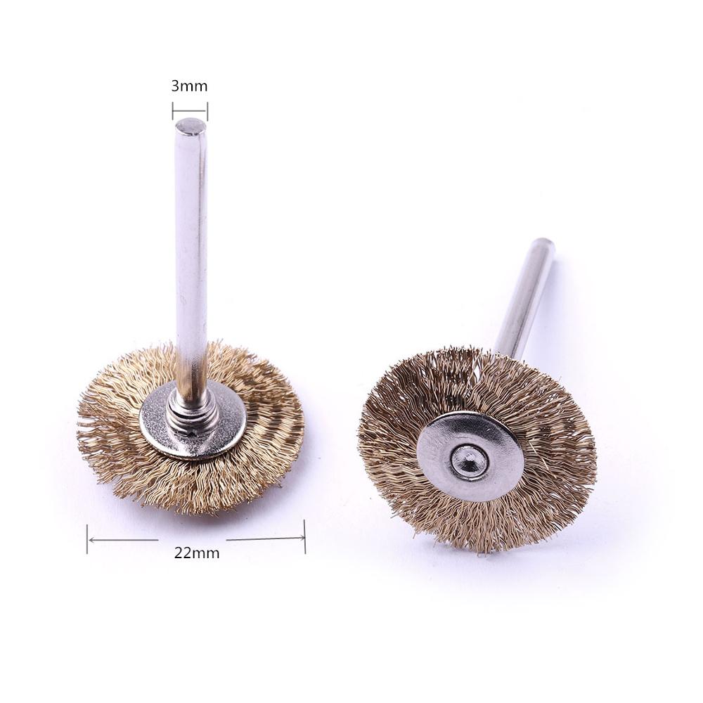 10pcs 3mm Shank Brass Wire Wheel Brushes Set Dremel Electric Tool For Metal Rust Cleaning Rotary Tools Polishing Dremel Brush