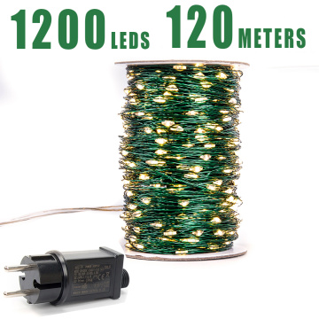 Green Cable 1000 LED String Lights 100m Christmas Fairy Lights Outdoor Waterproof Tree Garland Christmas Holiday Decorration