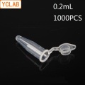YCLAB 1000PCS 0.2mL Centrifuge Tube EP Plastic Conical Bottom Connect with Lid no Graduation Ethylene Propylene
