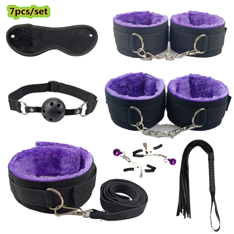 High Quality BDSM Sex Bondage Restraints Set Handcuffs Whip Metal Anal Plug With Vibrator Sex Toys for Couples Adult Sex Product