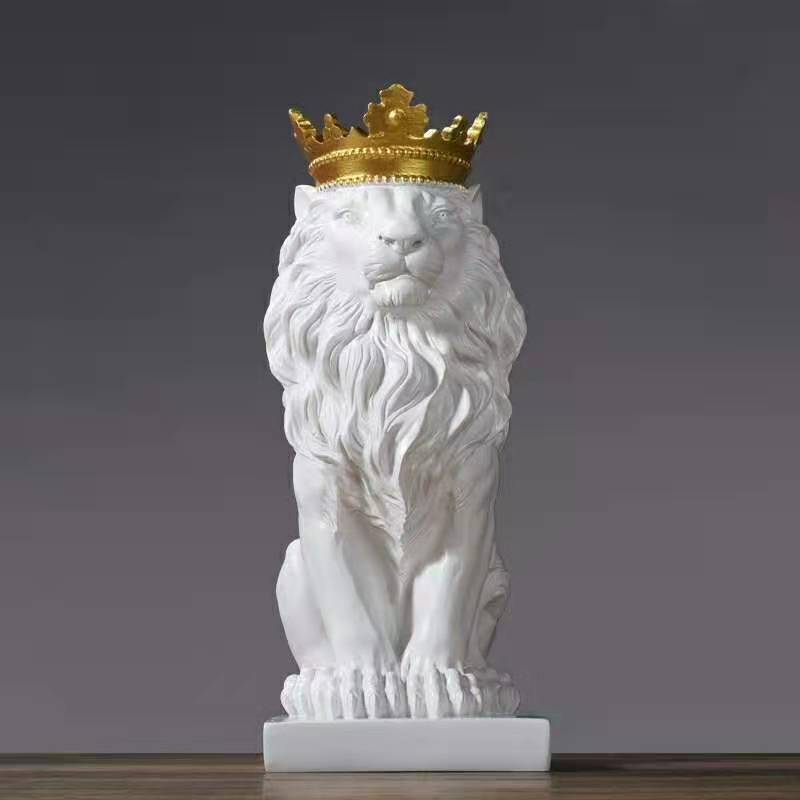 Abstract Resin Lion Sculpture Crown Lion Statue Handicraft Decorations Lion King Modle Home Decoration Accessories Gifts