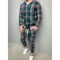 Track and Field's New Fashion Casual Men's fitness Sets colorful Checked Hooded Sweatshirt Sweatpants Tracksuit New trend Sets