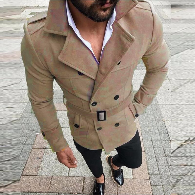 LOVZON New Trench Coat Men Classic Double Breasted Mens Long Coat Mens Clothing Long Jackets Coats British Style Overcoat