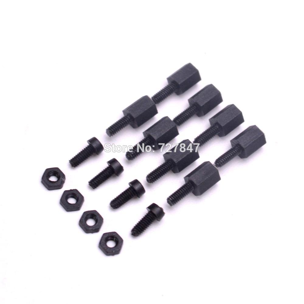 Flight Controller M2 Nylon Black Screw Nut Thread Spacers Plastic Screws Mounting Hardware Fixing Screws for Mini F3 / F4