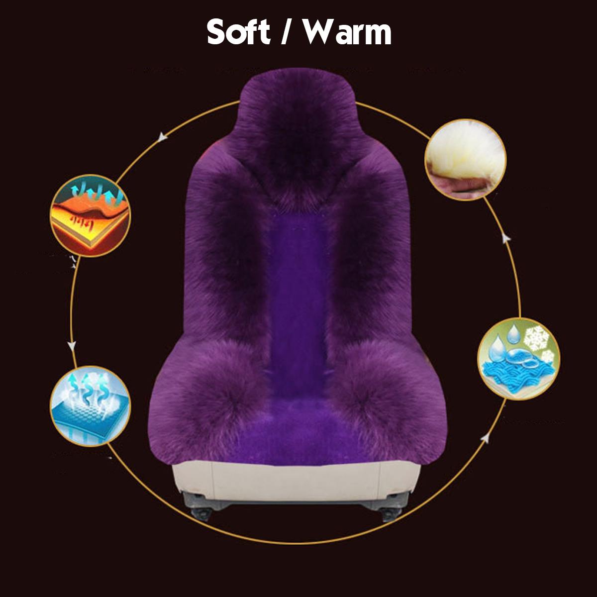 Car Seat Cover Long Wool Front Seat Cover Universal Car Seat Cushion Winter Warm Furry Fluffy Auto Car Front Row Seat Slipcover