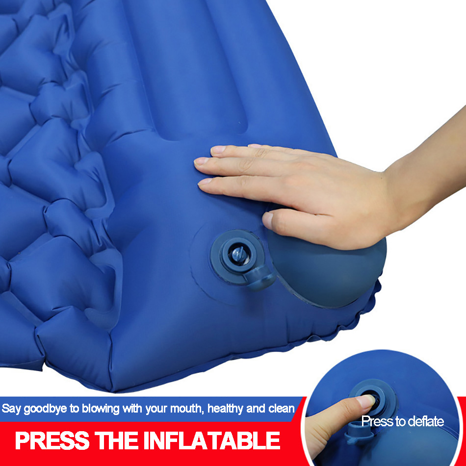 Diamond Manual Foot Camping Sleeping Pad Inflatable Air Mattresses Outdoor Mat Bed Ultralight Cushion Hiking Mat With Pillow