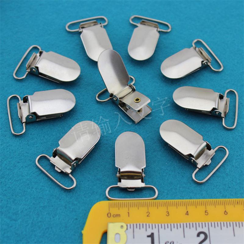 Metal Suspender Pacifier Ribbon Clips Holder Plastic Insert Nickel-plated garment clips prendedor de chupeta 50 pcs/lot