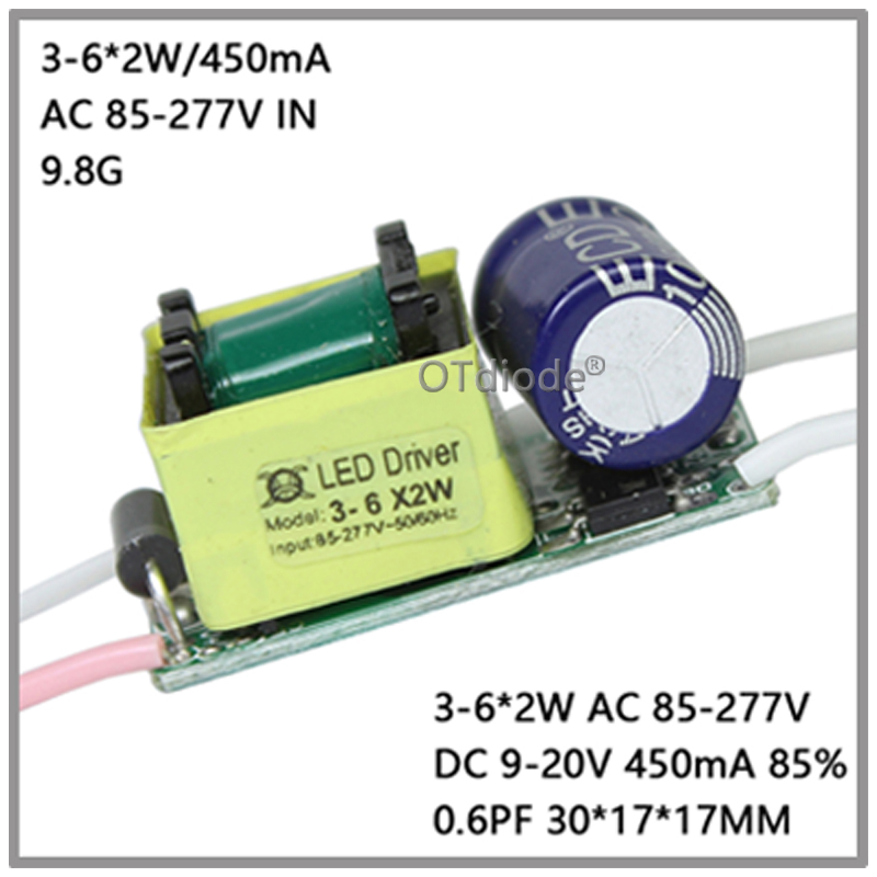 Inside 1-36W Isolation AC85-277V LED Driver 1-3x2W 3-6x2W 4-8x2W 7-13x2W 13-25x2W 450mA DC2-85V Constant Current Free Shipping