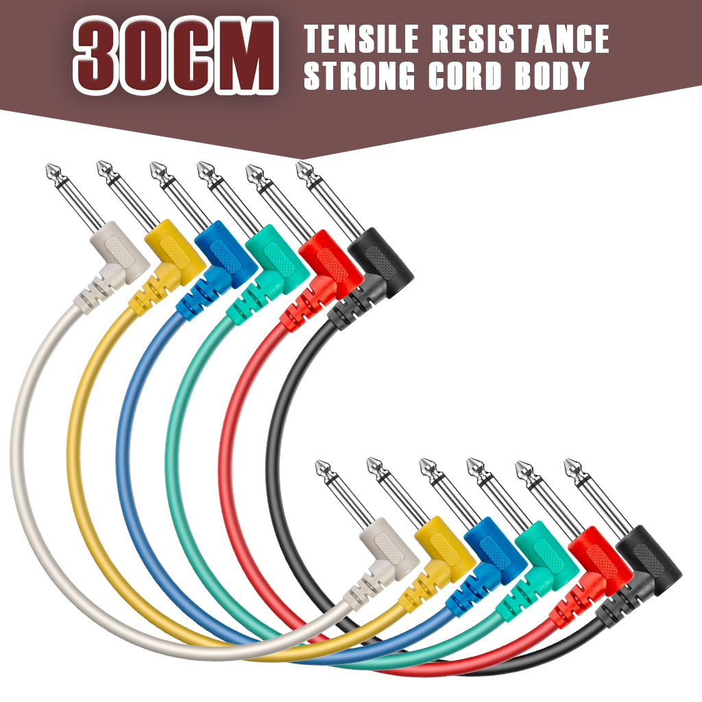 6pcs/Set Guitar Effect Pedal Cables Colorful Plastic Guitar Patch Cables Angled For Electric Guitar Effect Pedals