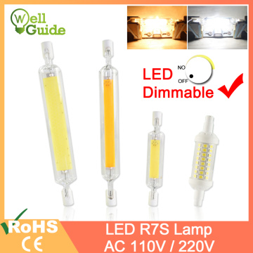 R7S Led Bulb COB Glass Tube Dimmable led Lamp 78mm 6W 118mm 15W Replace Halogen 50W 100W Floodlight Diode Spot Light AC110V 220V