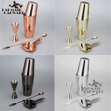 Cocktail Shaker Bar Set Shaker Barware Set - 4 Pieces Bartender Kit Include Shaker, Jigger,Strainer & Spoon