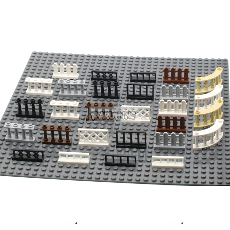 Marumine City Accessories 30PCS Bricks Fence Railing Stairs MOC House Garden Military Toy Building Blocks Parts